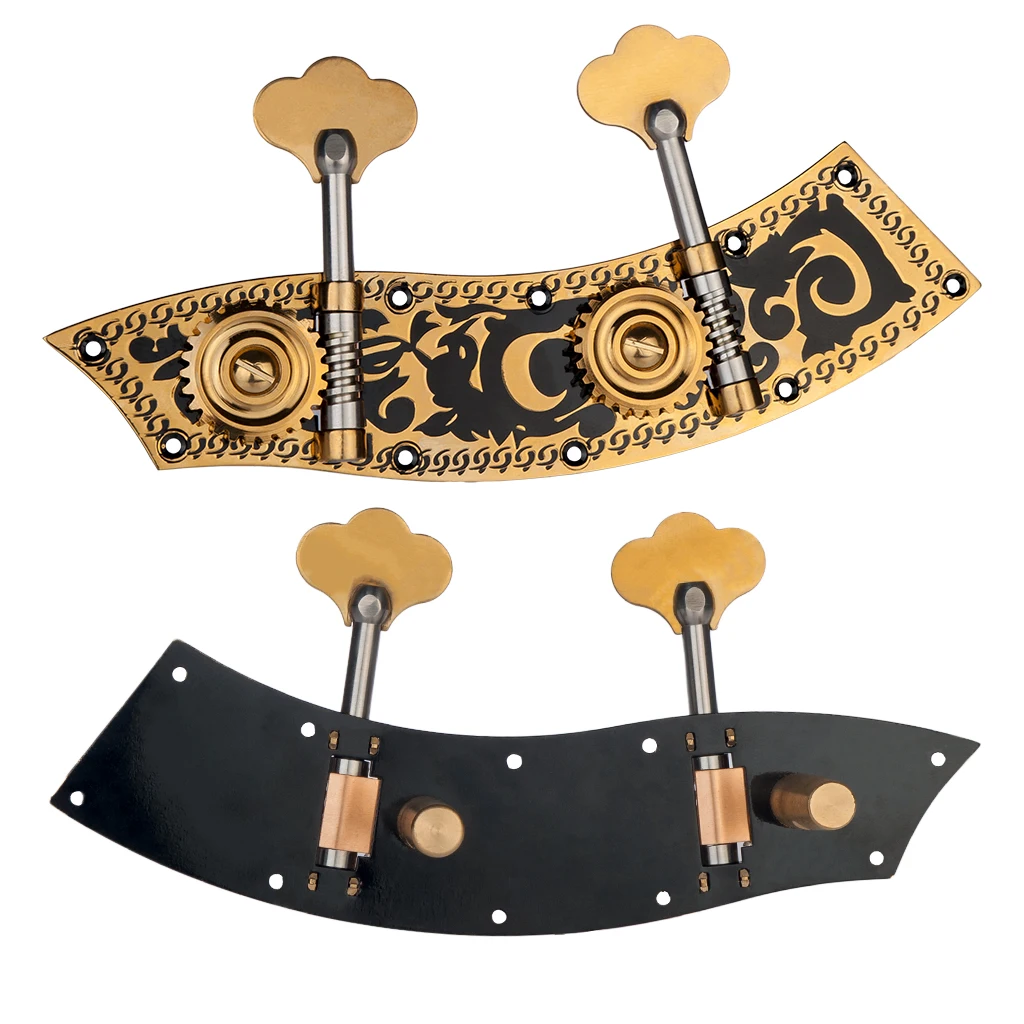 Engraved Upright Bass Dual Tuner Machine Bass Pegs W/ Carving Flower For 1/2 Or 1/4 Contrabass
