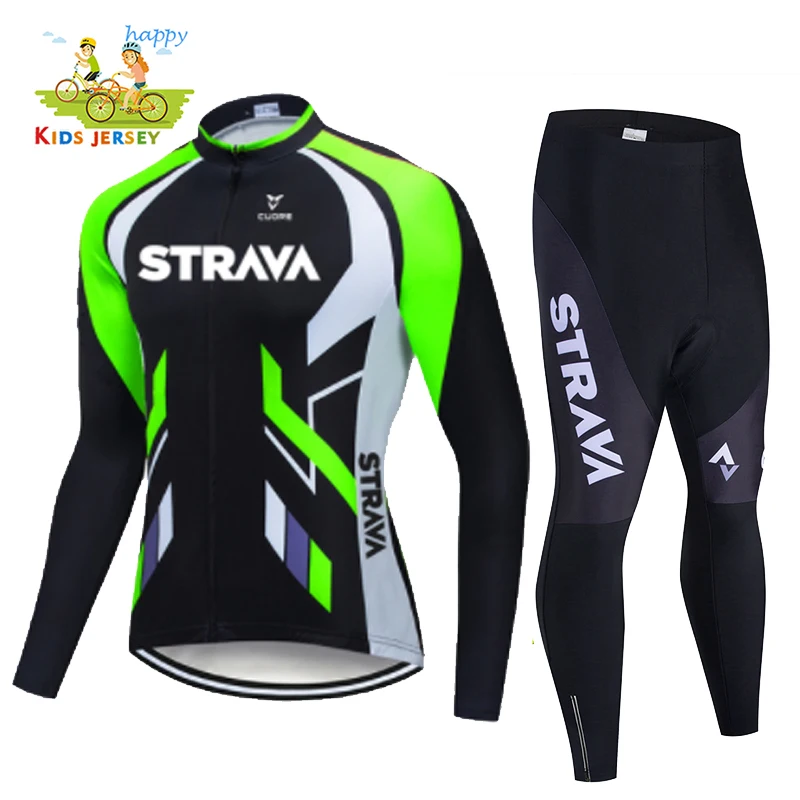 

2022 STRAVA Children Long sleeve Cycling Jersey Autumn Kids Cycling Jersey Set Boy Girl MTB Bicycle Breathable Cycling Clothing