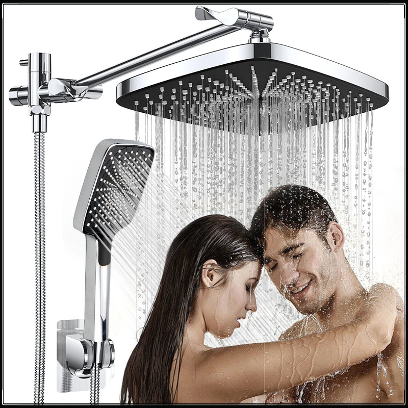 

Luxury Rain Showers System Bathroom Shower Faucet Set Adjustable Top Spray Wall-mount Shower Set with Hand Showerhead Shower Set