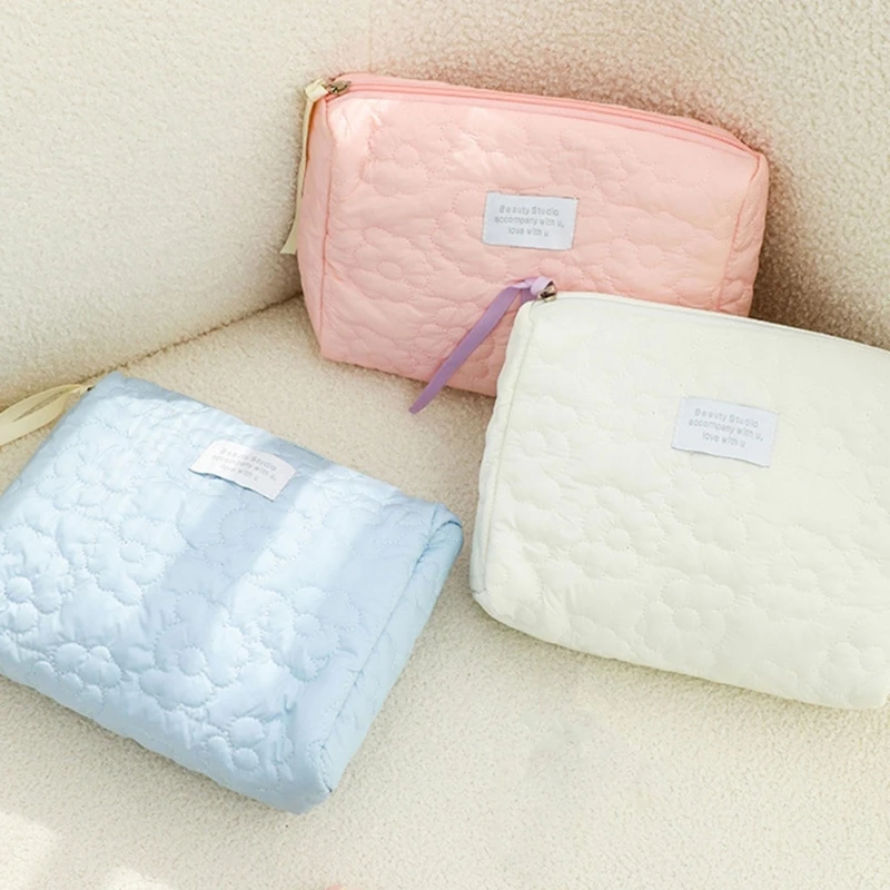 

Soft Cosmetic Bag Floral Makeup Portable Travel Toiletry Bags Organize R7UB