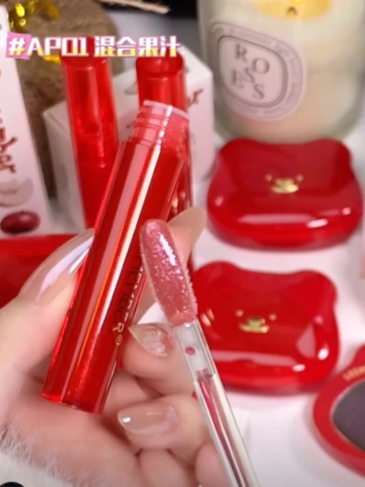 LEEMEMBER Рождественская водная светлая мерцающая глазурь для губ увлажняющая