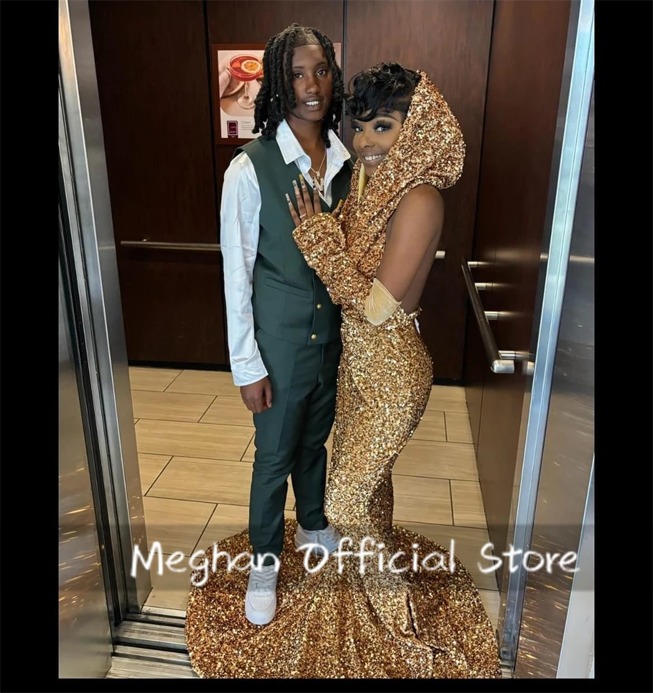 Длинные платья для выпускного вечера с золотыми пайетками черные девочек