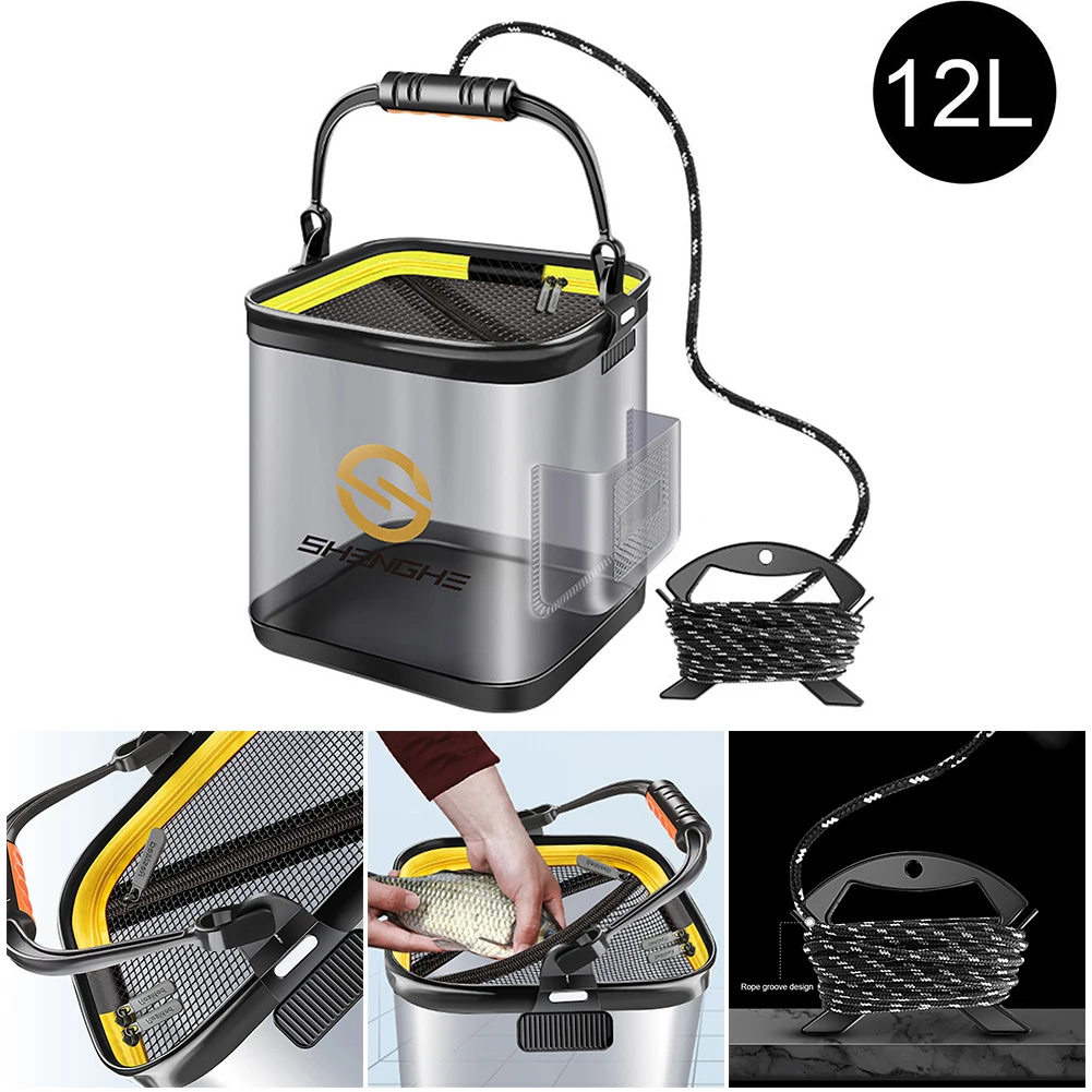 

EVA Fishing Bucket Portable Folding Multifunctional Fish Live Bait Container For Fisherman 7L/12L Outdoor Fishing Storage Bucket