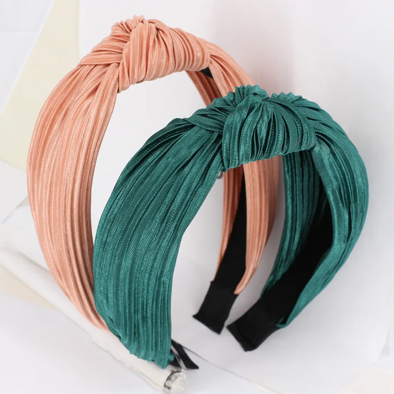 

New Wind Pressure Wrinkle Knot Hair Band Headband Fashion Wide-brimmed Joker Headwear Hair Accessories Women.