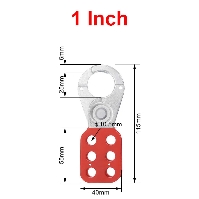 

Красные замки для промышленной безопасности, шесть отверстий, сталь, 1 дюйм, 1,5 дюйма, замок, стальной крючок с пластиковым покрытием