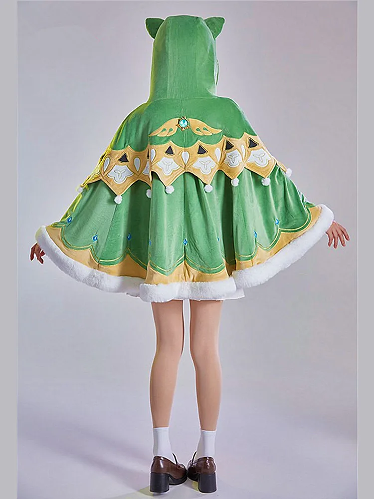 Ветрозащитный плюшевый плащ Venti костюм для косплея Genshin Impact женское пальто в