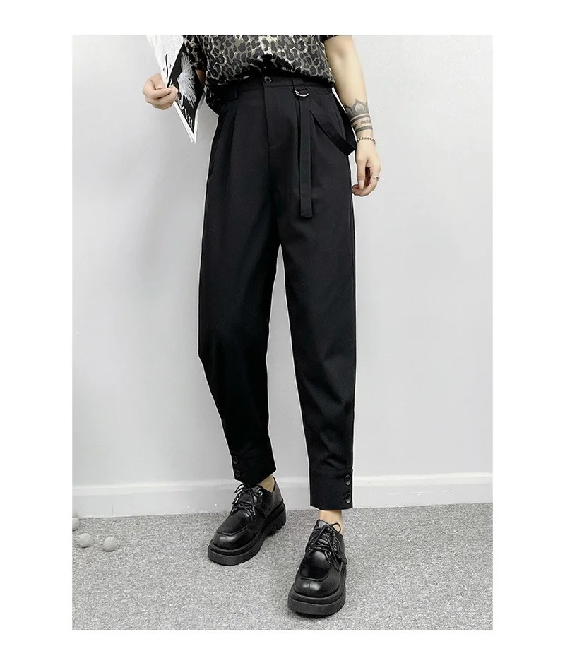 

2023 Spring Fall Body New Clothes Woman Vintage Solid Colors Trousers Women Black Harem Pants Korea Fashion Mid-waist Punk Pants