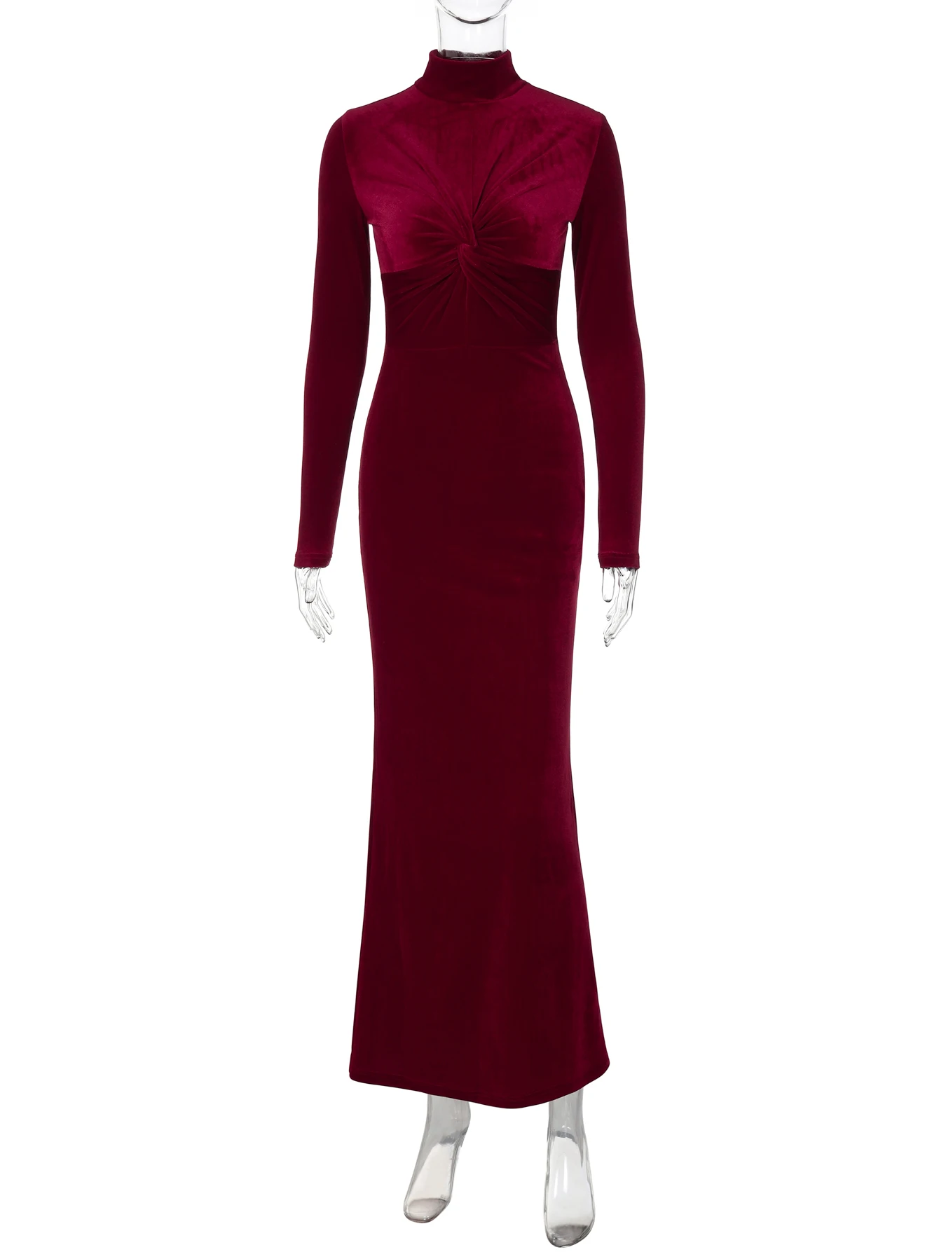 Женское осенне-зимнее длинное Бархатное облегающее платье с длинным рукавом