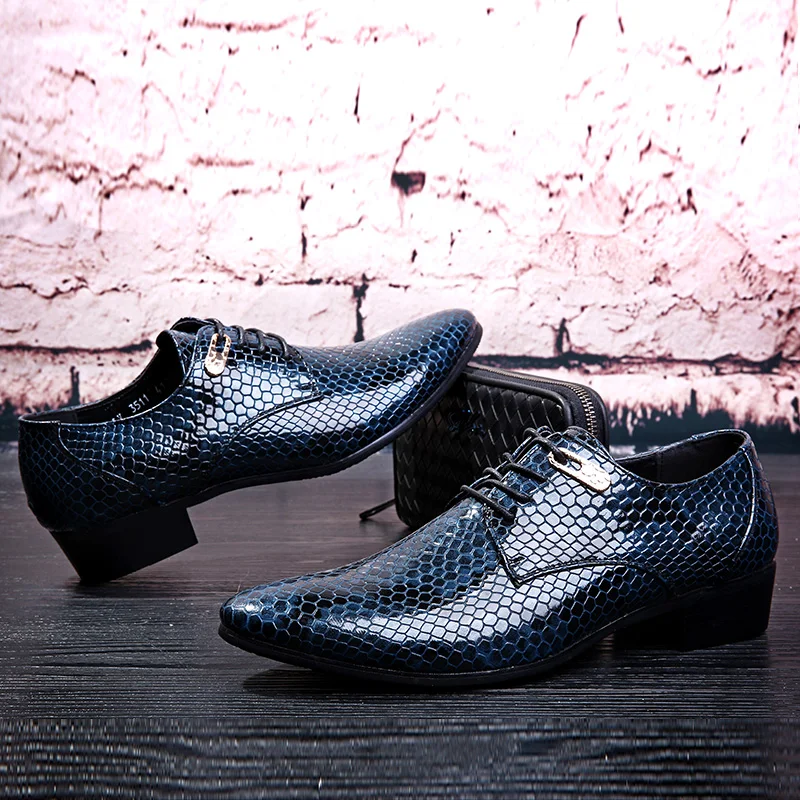 

Coslony Men's Dress Shoes Designer Snake Men Oxford Shoes Men Dress Boat Shoes Casual Business Luxury Original Men Pointed Shoes