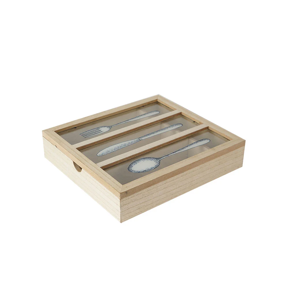

Cutlery Utensil Box Organizer Holder Wooden Storage Silverware Tray Drawer Countertop Flatware Casekitchen Chestholders