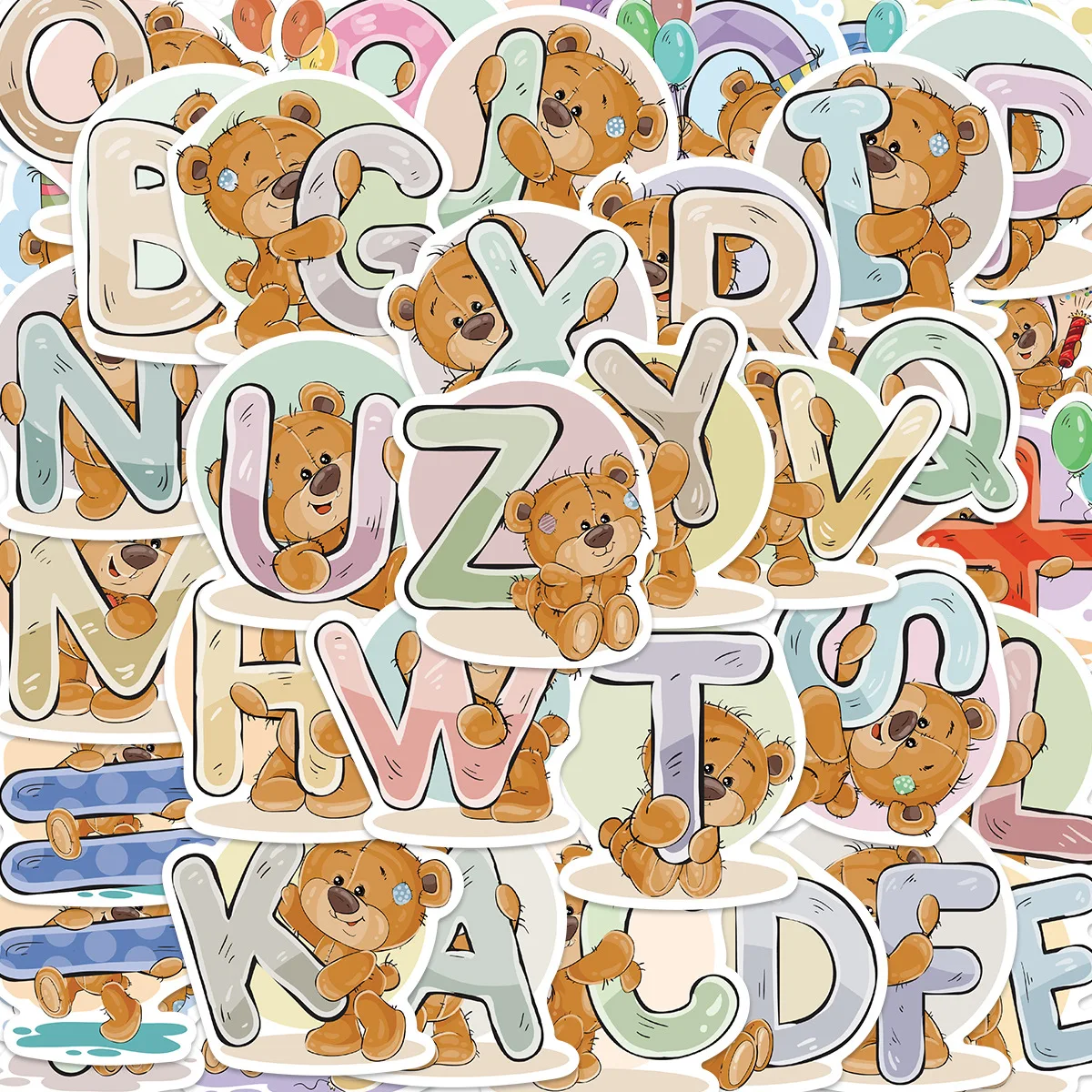 

Cartoon Bear Number Letters Stickers Aesthetic Car Laptop Notebooks Phone Case Kids Toys Sticker Teacher Supplies for Classroom