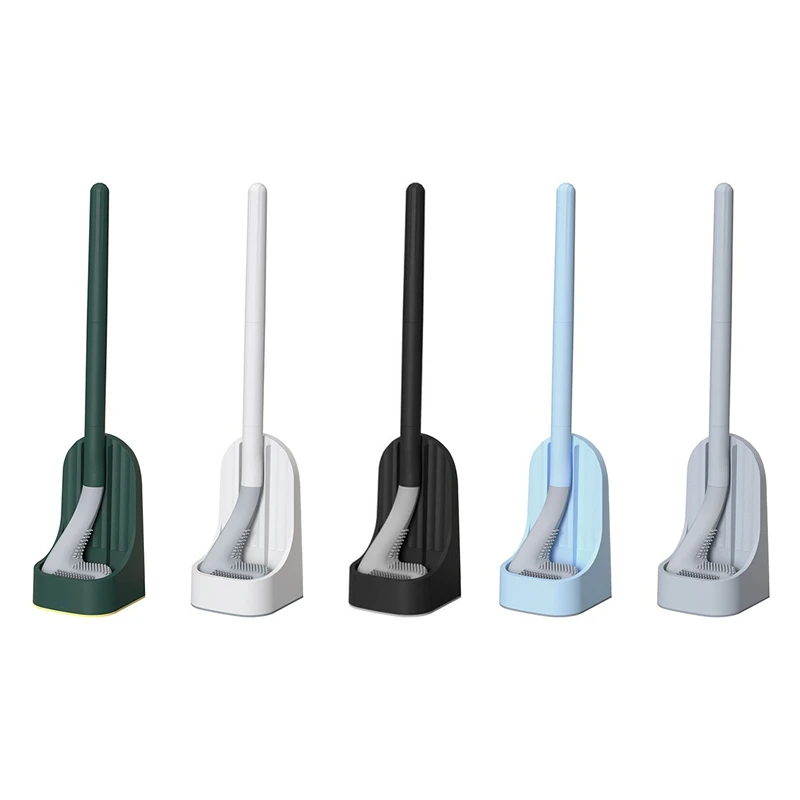 

Golf Silicone Long Handled Toilet TPR Brushes With Holder Set Cleaning Brush Modern Hygienic Bathroom Household