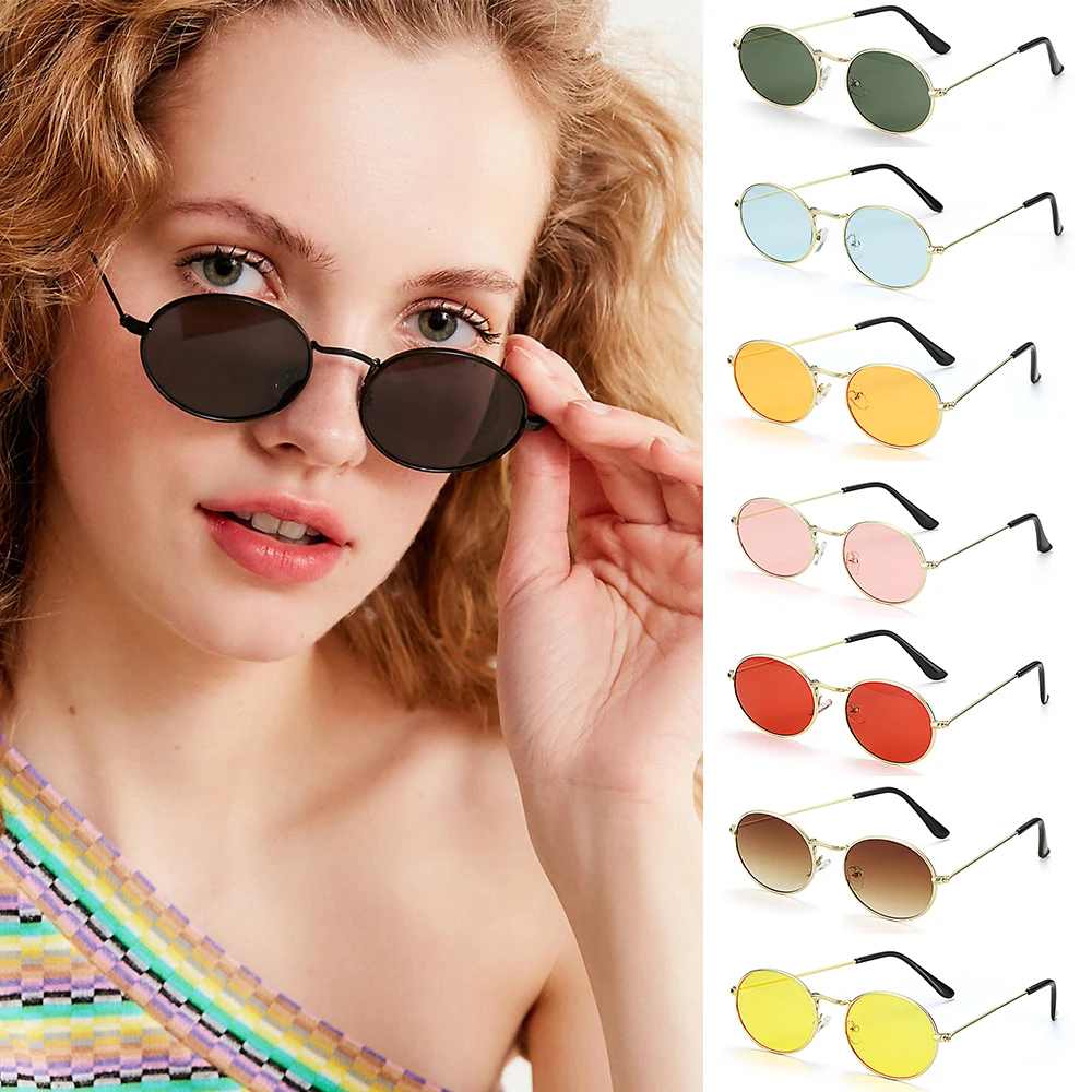 

Солнцезащитные очки в стиле стимпанк унисекс, металлические темные очки UV400, небольшая овальная оправа, винтажные модные зеркальные очки с ...