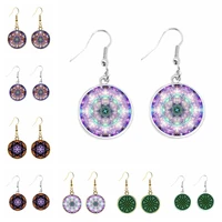 bohemian fashion ear hook 20mm glass cabochon earrings hexagram magic array womens earrings gift jewelry