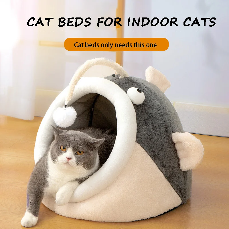 

Winter Warm Cat beds Lanternshape Toy Cat Nest Removable Cat Bed Semi-Enclosed Pet Cat House Soft Pet Cave Universal Sleep Mat
