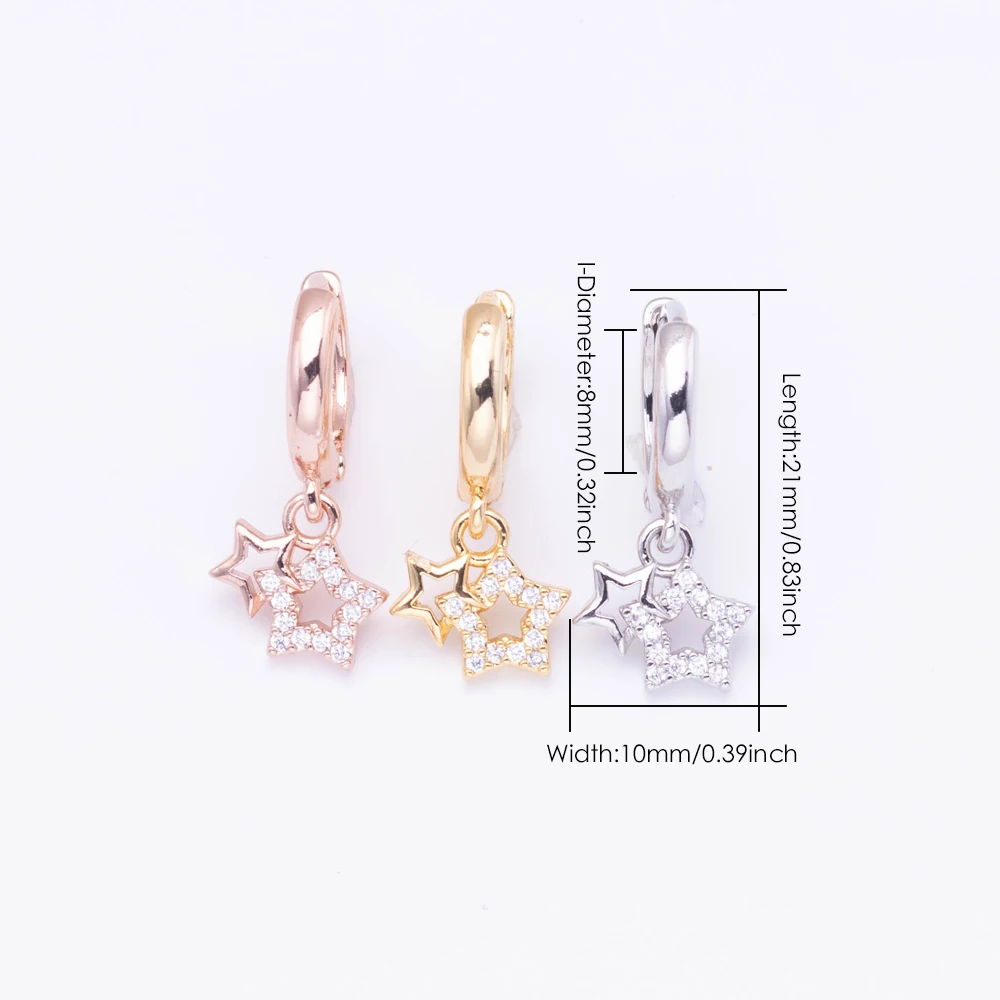 Новая мода модные латунные позолоченные циркониевые полые звезды дизайн CZ