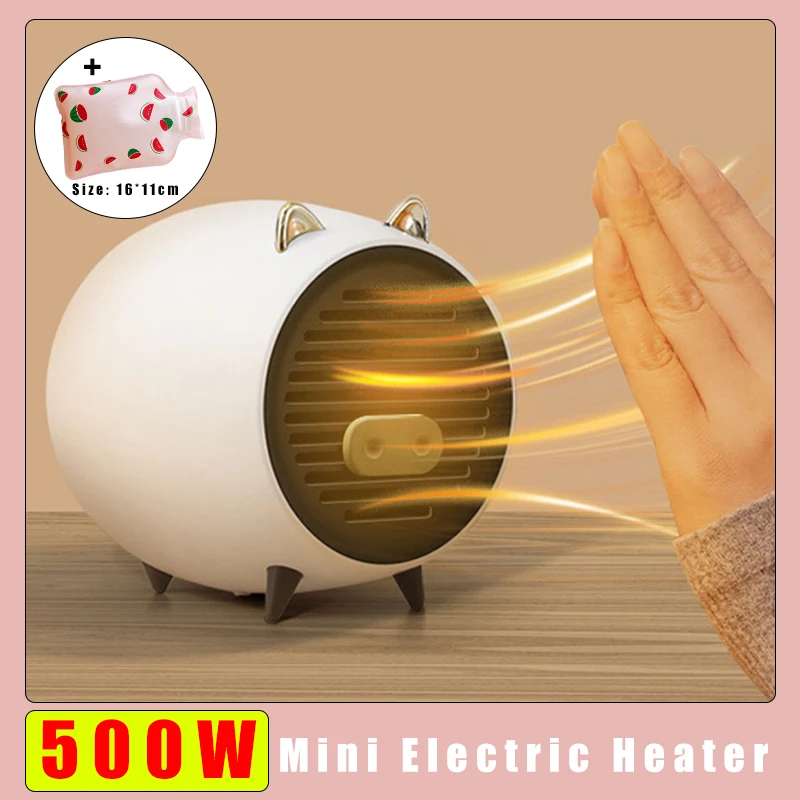 

500W Mini Heater Portable Desktop Electric Fan Heater PTC Ceramic Instant Heating Warm Air Blower Home Office Mini Hand Warmer