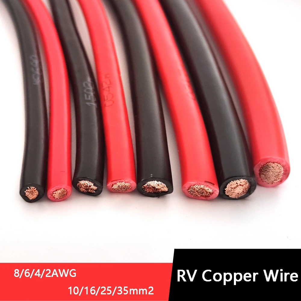 

RV Electric Wire 2 4 6 8awg 10 16 25 35mm² PVC Copper Cable 220V Single Core Multi Stranded Soft Wire