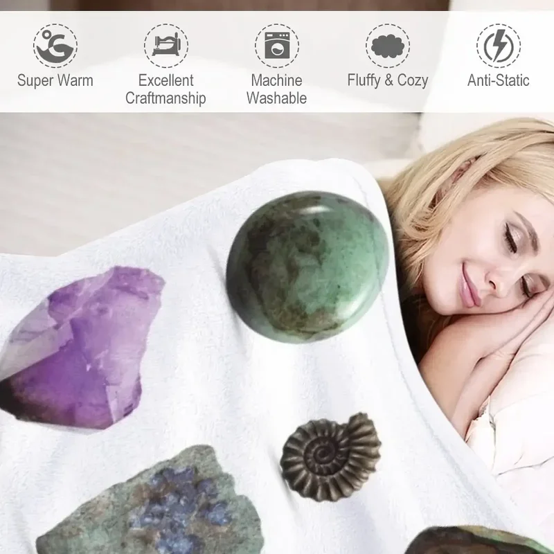 Одеяло для пикника с камнями минералами и кристаллами