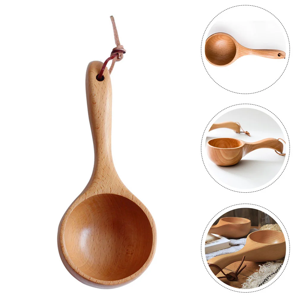 

1Pc Kitchen Rice Ladle Versatile Sauna Ladle Garden Wooden Watering Scoop