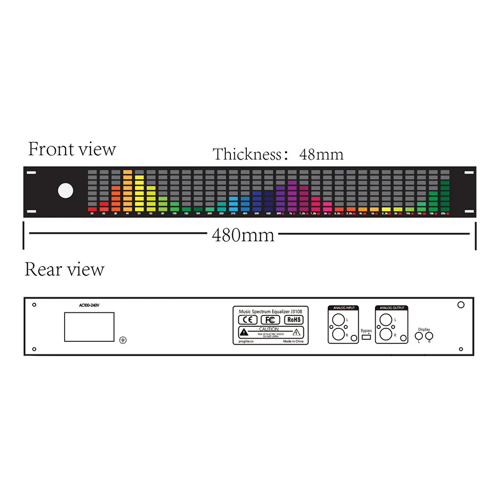 Анализатор музыкального спектра Цифровой эквалайзер Светодиодный полноцветный