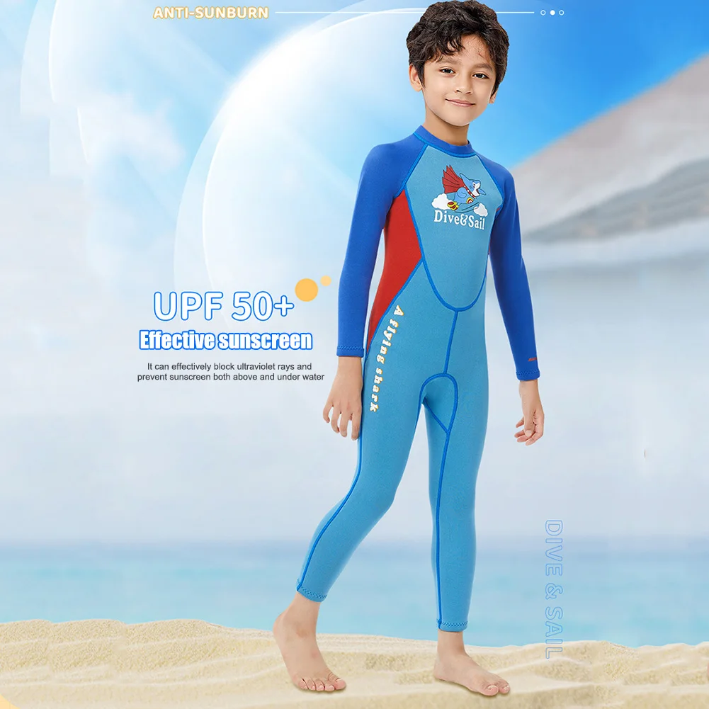 

Boy Kids Swimwears 2.5mm Neoprene Wetsuits Diving Suits Long Sleeves Zipper Boys Children One Piece Snorkeling Surfing Swimsuit