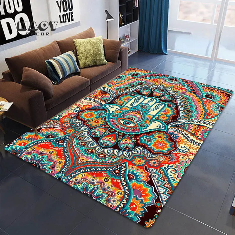 

Hand Fatima Carpet Living Room Floor Mats Bedroom Area Rugs Non-slip Home Decoration Floral Bedside Sofa Gift Rug For Children