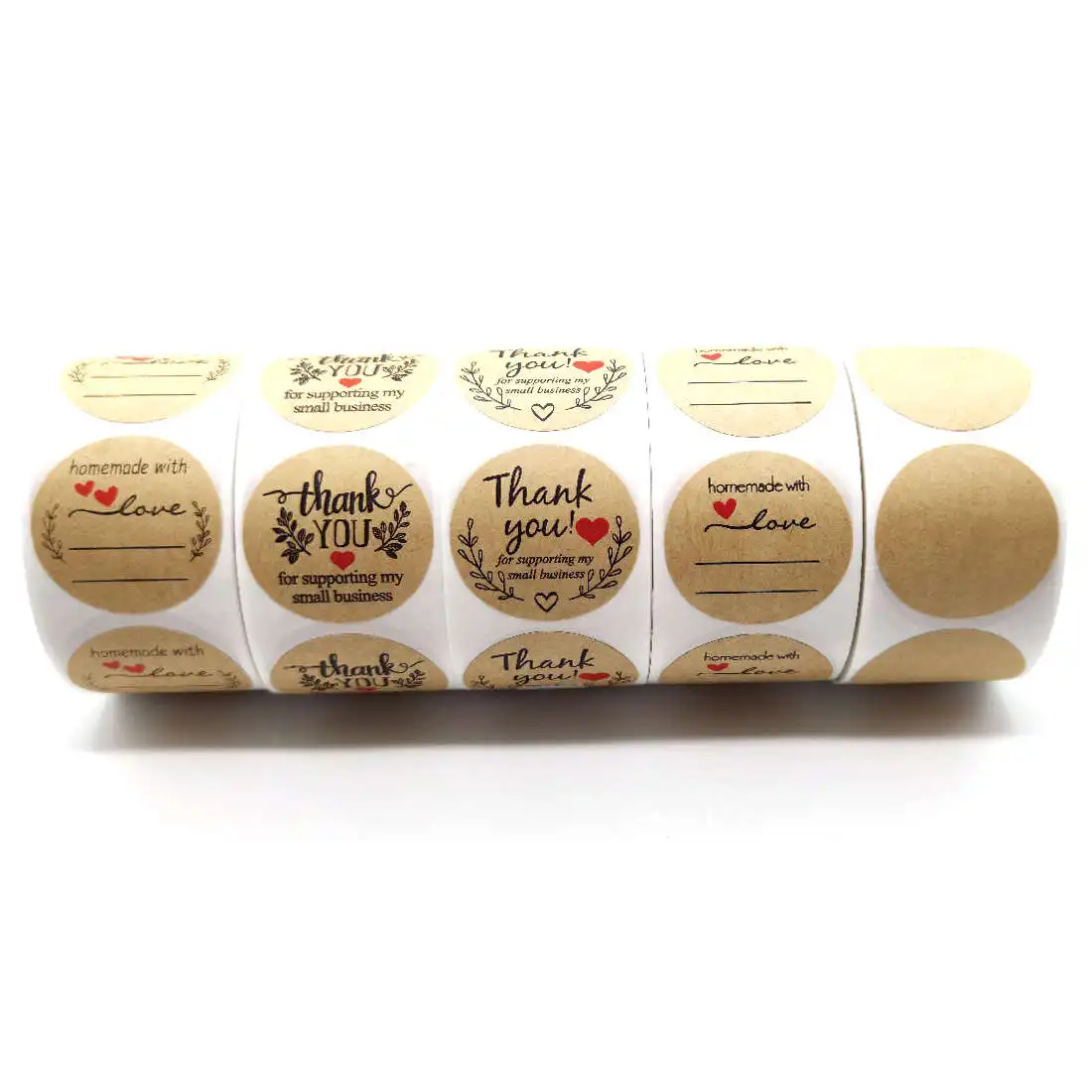 

500PCS Thank You Stickers Kraft Paper Style Homemade Package Sealing Labels for Small Business Handmade Remark Gift Sticker Roll