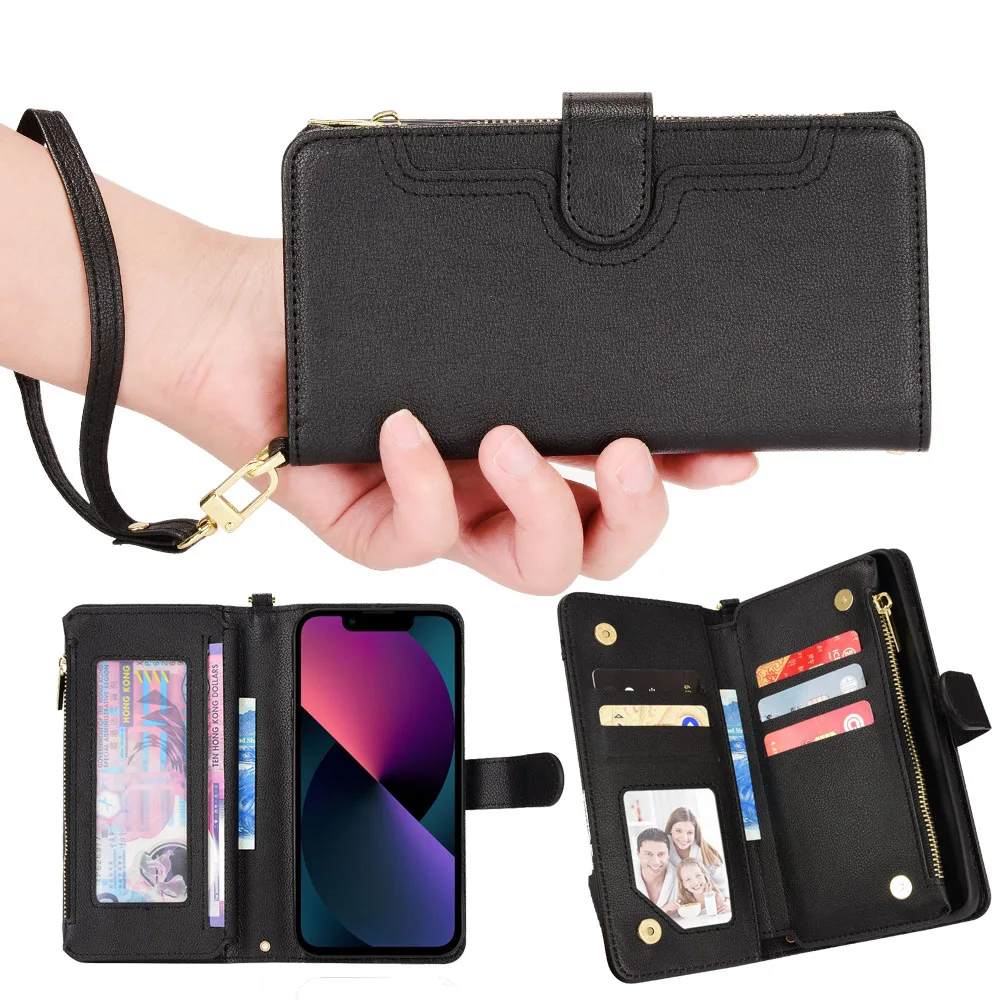 Fold3 Leather Case for Samsung Galaxy Note20 Ultra Z Fold 2 3 Xcover 5 Cases Multifunctional Zipper Wallet Phone Cover Card Bag