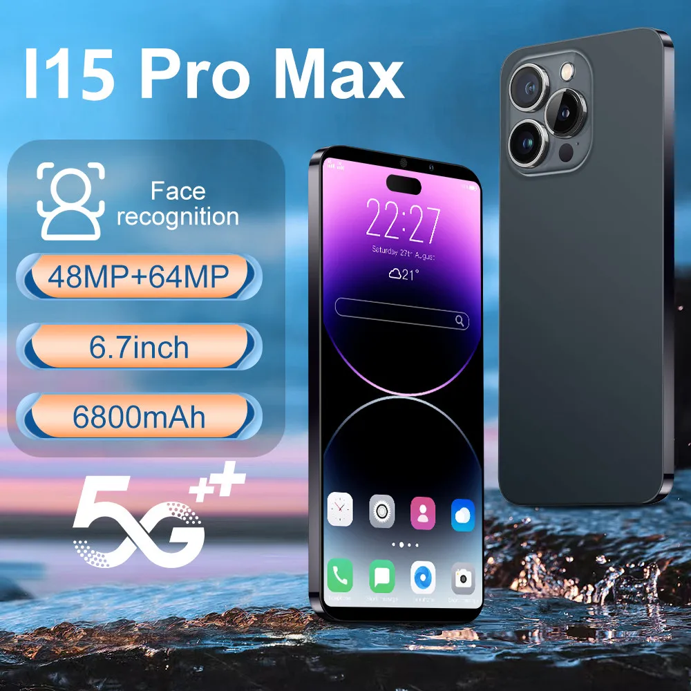 Brand New i15 Pro Max Smartphone 6.7 inch Full Screen Face ID 16GB+1TB Mobile Phones Global Version 4G 5G Cell Phone