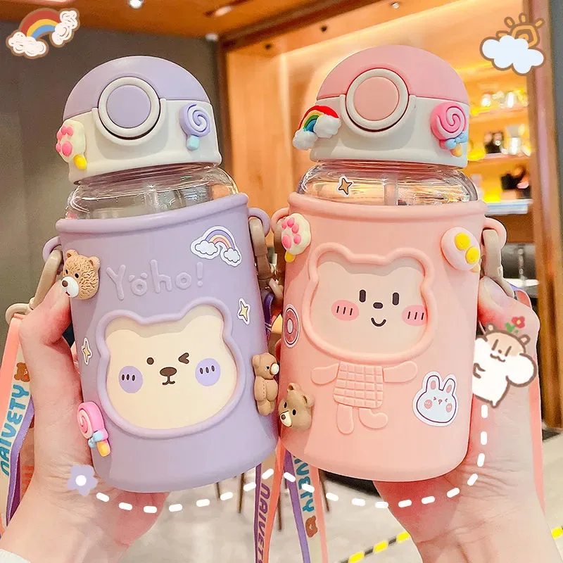 

High-capacity Straw Cup Plastic 620ml Straw Water Cup High Beauty Kids Water Sippy Cup 2023 New Wholesale Portable Water Bottle