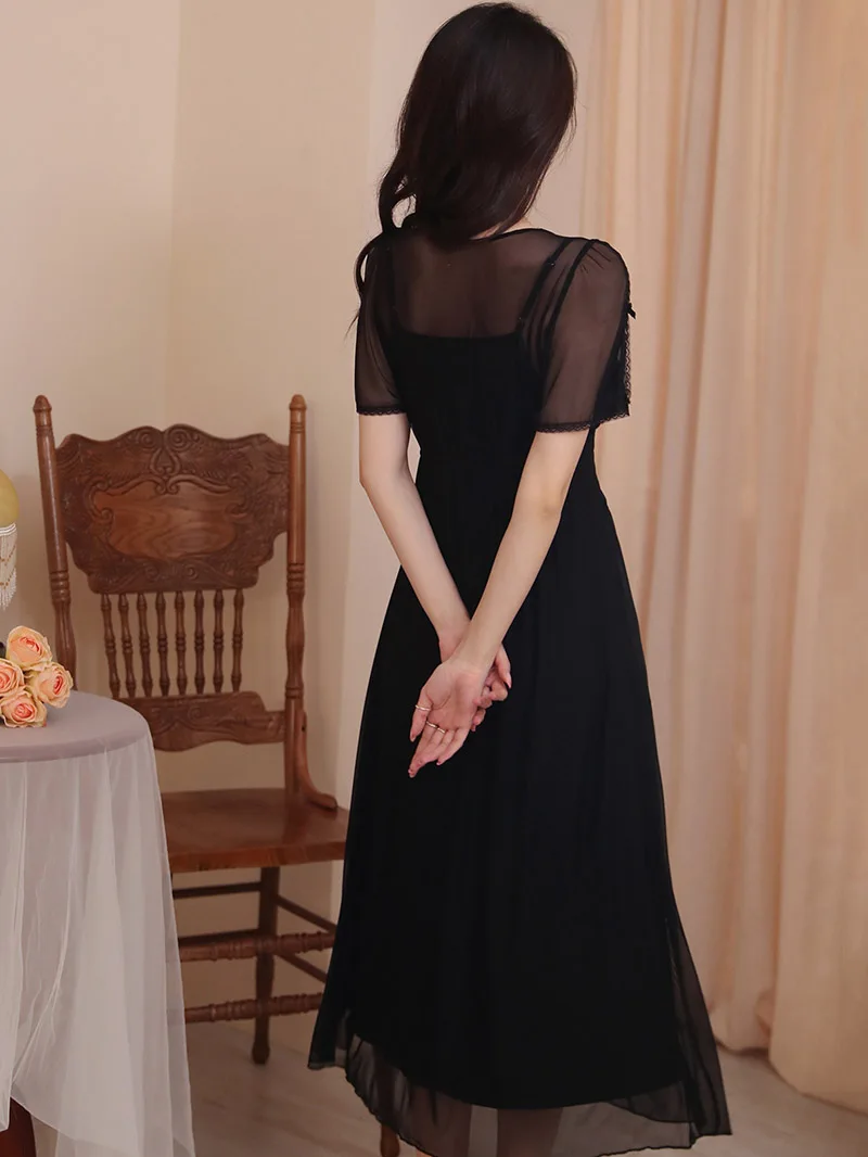 Women Female French Nightgowns Summer Ruffles Sexy Nighty Dress Sexy Mesh Sweet Fairy Victorian Pajamas Sleepwear Homewear