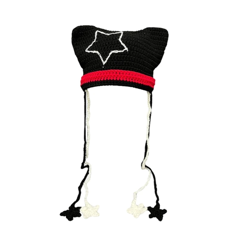 Шапка с кошачьими ушками женская осенне-зимняя вязаная шапка реквизит для