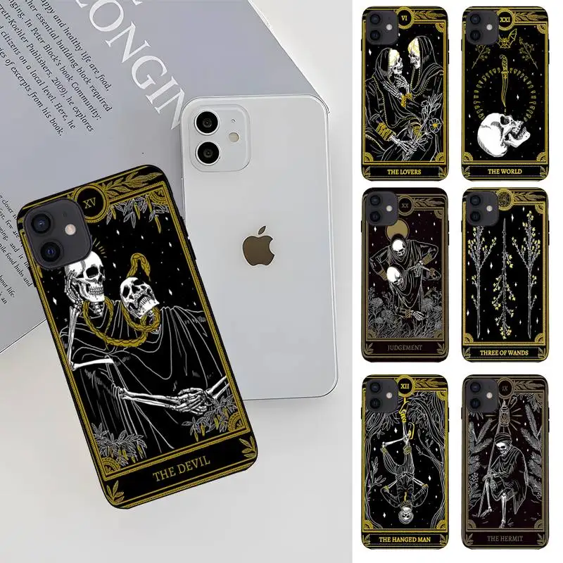Death Tarot Phone Case Fundas Shell Cover For Iphone 13 14 Por Max 6 6s 7 8 Plus Xr X Xs 11 12 Mini Pro Max Mobile Phone Bag