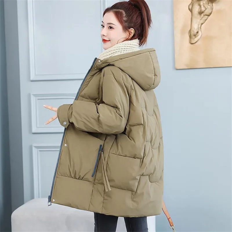 2023 New Cotton-padded Jacket Women's Mid-length Korean Version of Thick Loose Fashion Cotton-padded Jacket Youth Padded Jacket