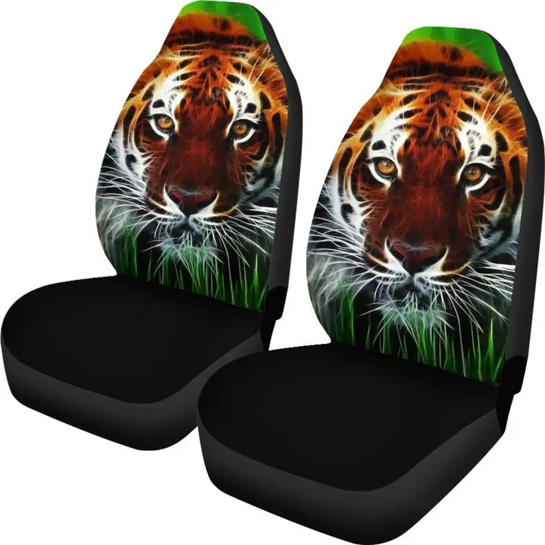 

Tiger Car Seat Covers (Set Of 2) - Universal Front Car and Suv Seat Covers - Custom Seat Protector - Tiger Car