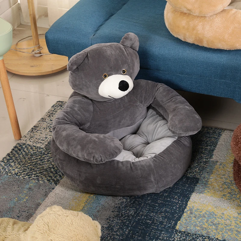 CAWAYI KENNEL Soft Pet Bed Winter Warm Cute Bear Hug Cat Sleeping Mat Plush Large Puppy Dogs Cushion Sofa Comfort Supplies | Дом и сад