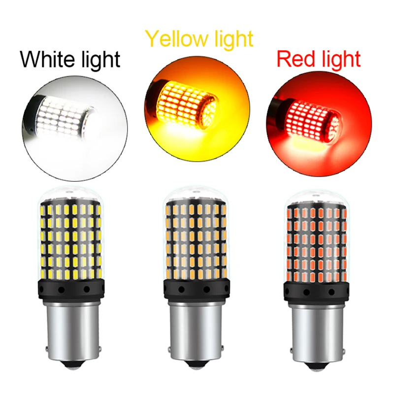 

S25 1156 BA15S P21W BAU15S PY21W 1157 BAY15D светодиодный ные лампы 3014 144 SMD Canbus без гипер-вспышки для указателей поворота парковочные огни