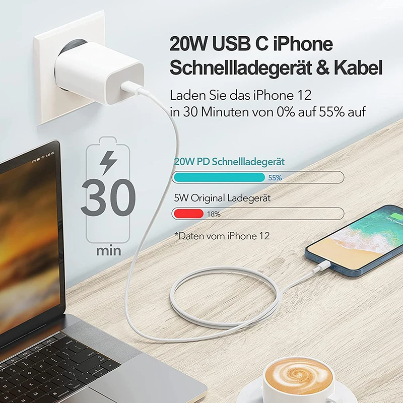 Apple Original PD 20W быстрое зарядное устройство для iPhone 13 12 11 Pro Max Mini X XS XR AirPods iPad USB C к