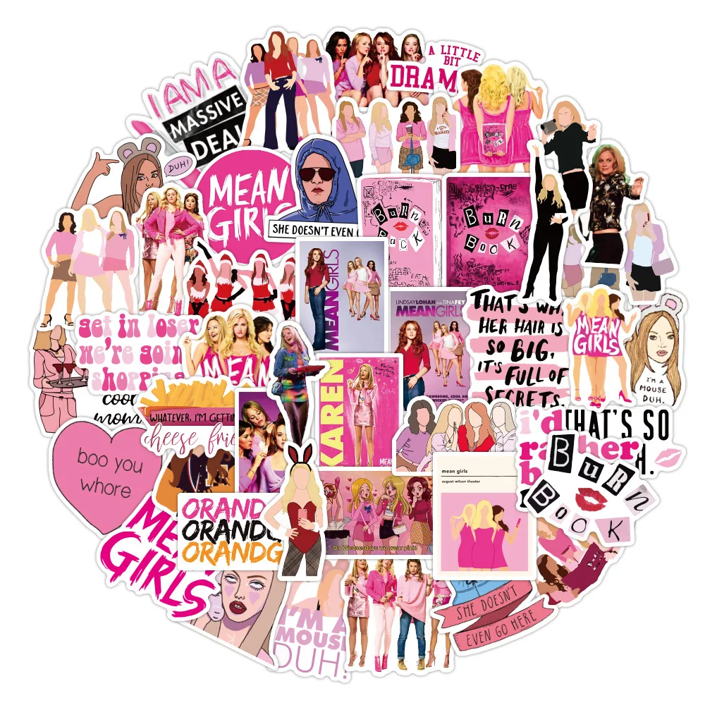 

50 подвижных постеров из американской сериала со средними девушками, Мультяшные наклейки, милые водонепроницаемые детские игрушки, канцелярские принадлежности, декоративный мобильный «сделай сам»