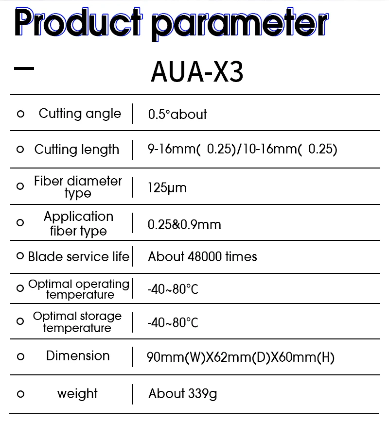High Precision Fiber cleaver AUA-X3 Cable Cutting Knife FTTT Fiber Optic Knife Tools Cutter Cleavers 24 Surface Blade