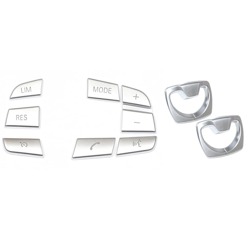 

2Pcs Chrome B Pillar Seat Belt Decoration Frame Cover Trim Kit With 7Pcs Car Steering Wheel Button Switch Cover Stickers