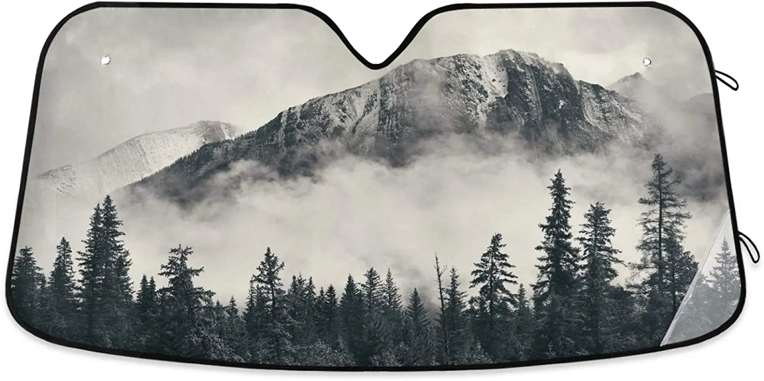 

YiGee Foggy Mountains Car Windshield Sun Shade - Blocks UV Rays Sun Visor Protector, Sunshade to Keep Your Vehicle Cool and Dama