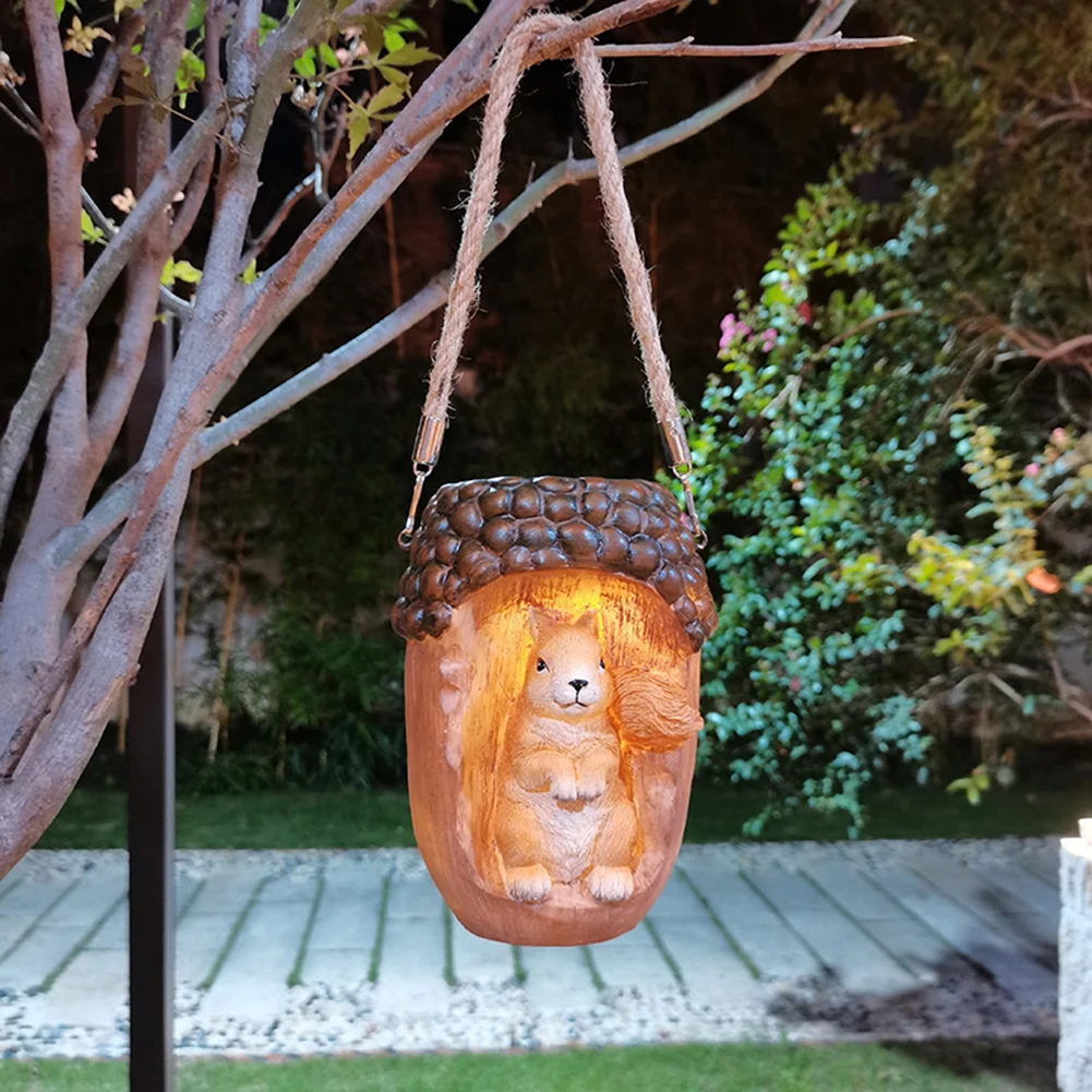 

Stump Solar LED Light Cute Cartoon Animals Resin Hanging Ornament for Outdoor Solar Hanging Easy Installation
