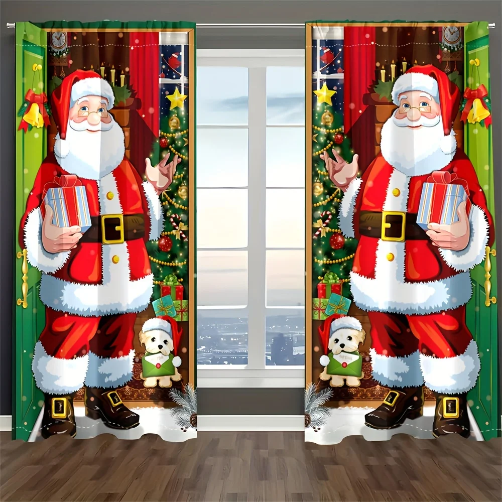 

2 шт., декоративные занавески на окна в виде Санта-Клауса