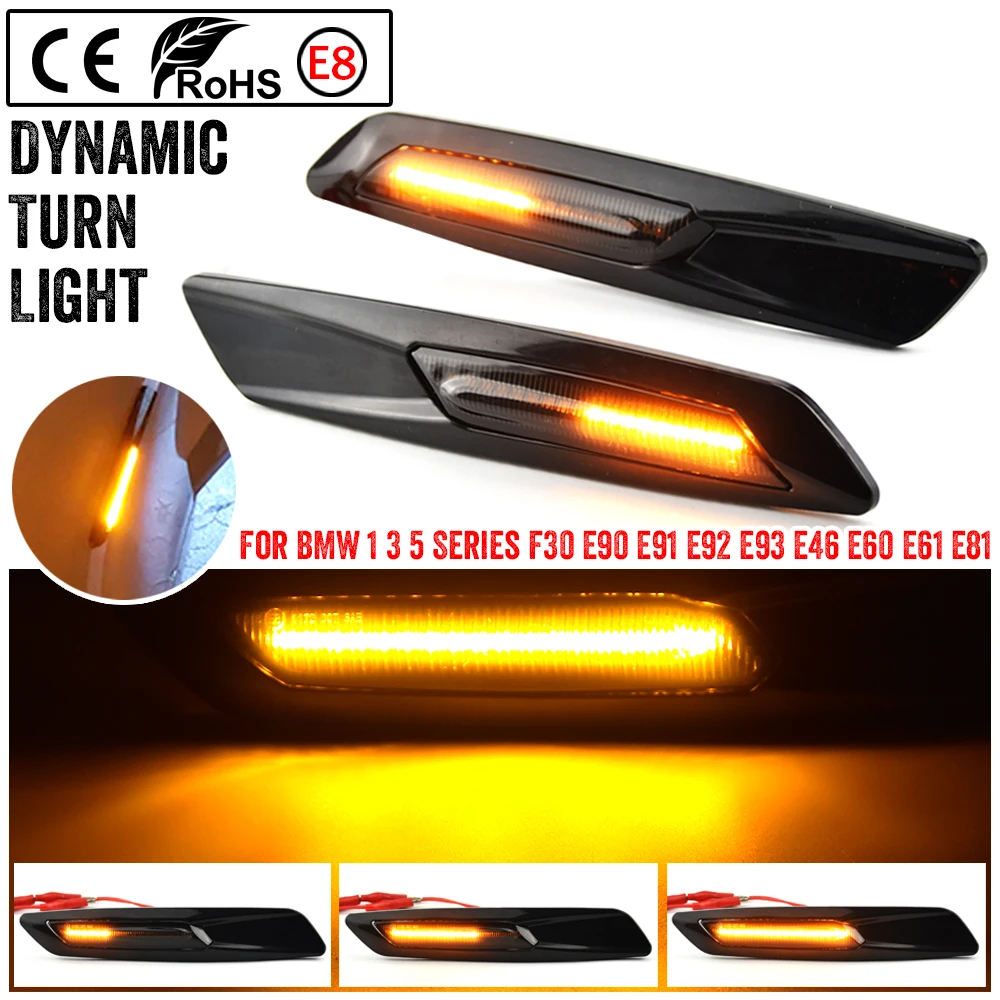 

2pcs Dynamic Side Marker Turn Signal Light For BMW 1 3 5 Series F30 E90 E91 E92 E93 E46 E60 E61 E81 E82