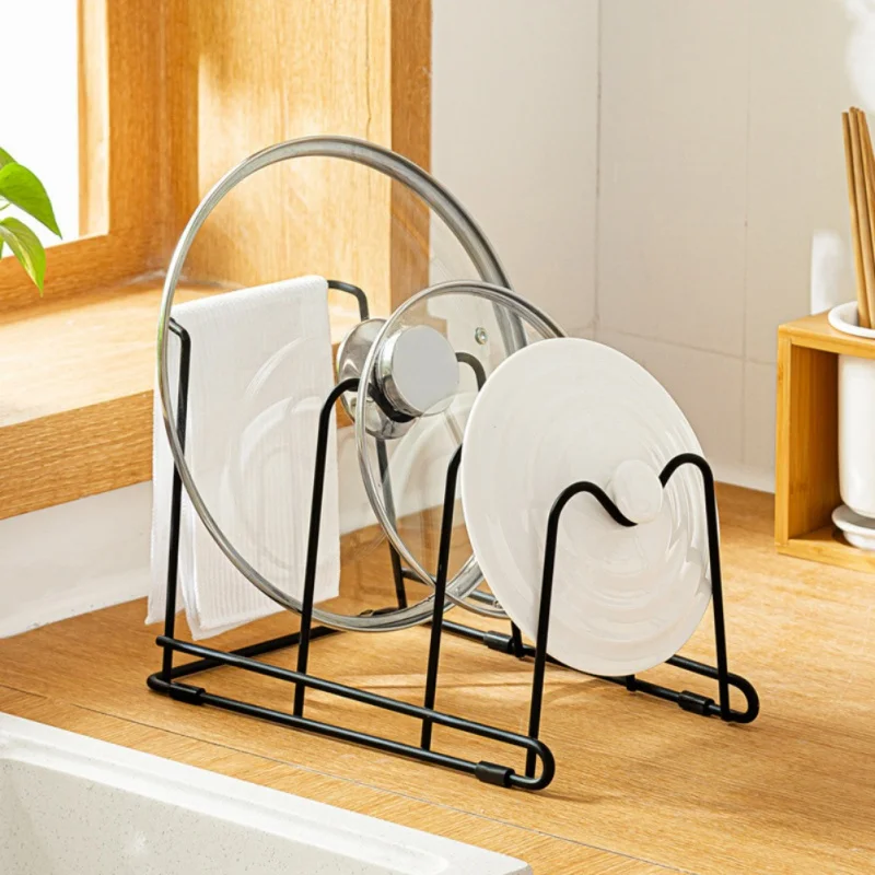 

Multi-purpose Pot Lid Cutting Board Rag Storage Rack Kitchen Countertop Iron Multi-layer Shelf 30.2 * 19.7 * 21.1cm Three Layers