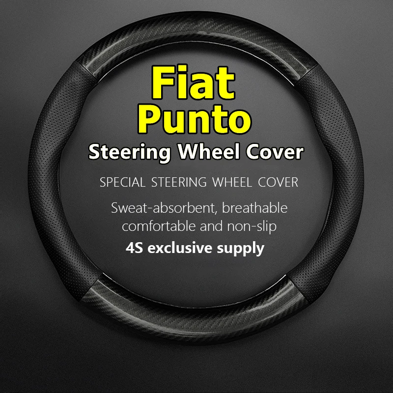 

For Fiat Punto Steering Wheel Cover Leather Carbon Fiber Fit 2007 2008 2009 2010 2012