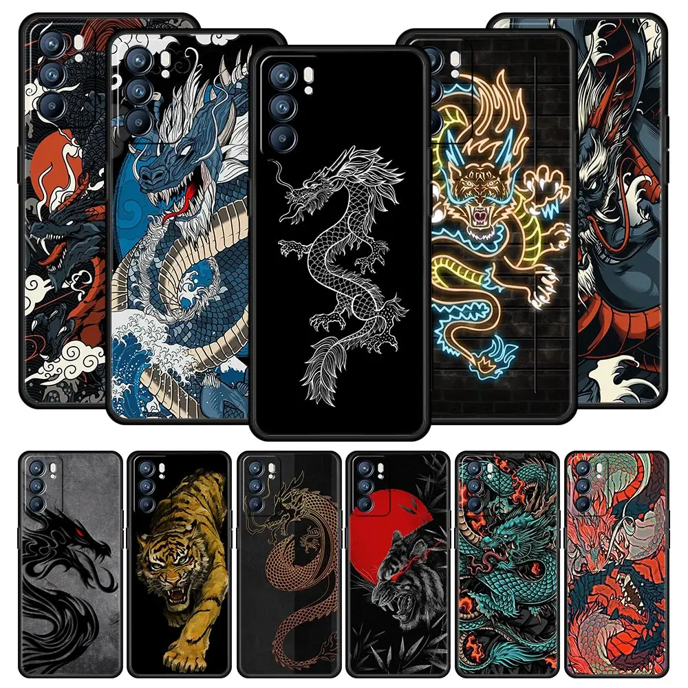 Чехол для телефона Dragon Tiger Oppo Find X5 A54 A53 A52 A9 2020 A15 A95 A16 A76 A74 A12 Reno7 SE Reno6 Pro Plus 5G Мягкий