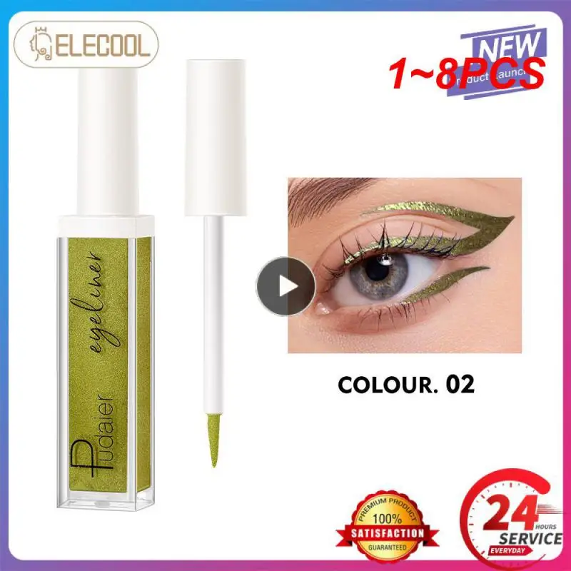 

1~8PCS Colors Waterproof Metallic Liquid Eyeliner Long-lasting Green Gold Blue Sweatproof Quick-drying Eyeliner Pencil Eyes